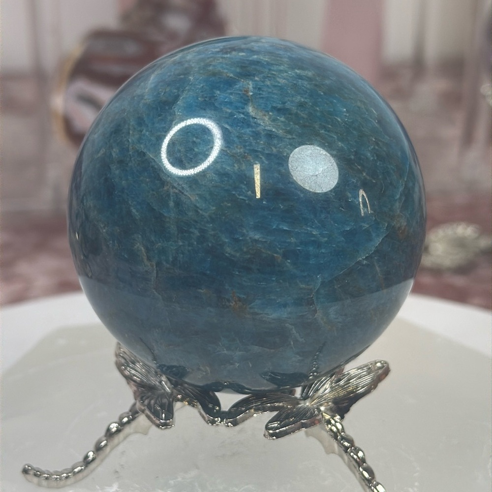 Blue Apatite Sphere 8”. 13 oz - Picture 2 of 3